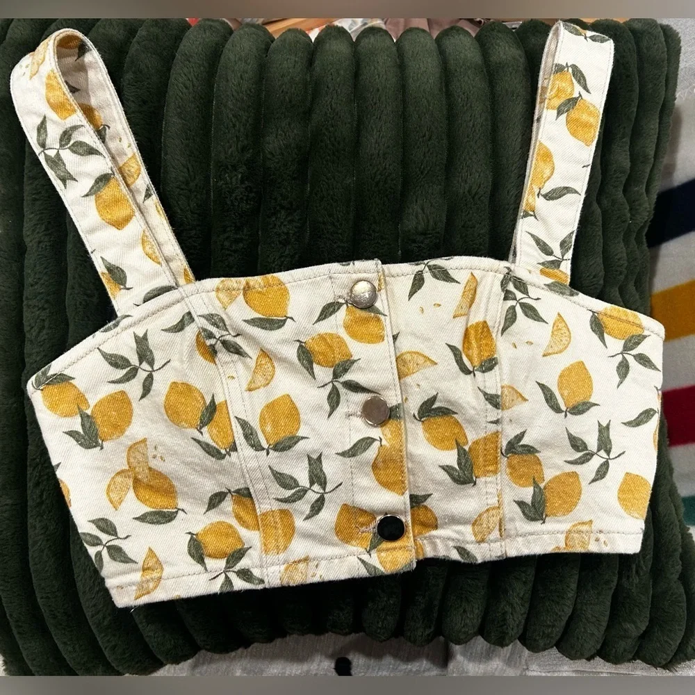 Reformation - Chrissy Demin Crop Too - Lemoncello - size 2 - Picture 2 of 5